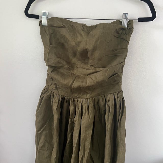 Sleeveless Bustier Linen Dress, Strapless Dress With Pocket, Elegant Women Dress, Bridesmaid Midi Dress, Long Summer Dress, Prom Party Dress