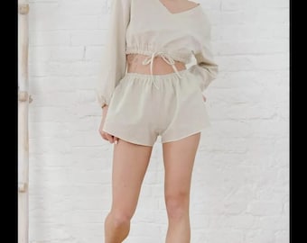 Linen Loungewear Set, Lightweight Linen Loungewear, Comfortable Casual Summer Outfit, Relaxed Fit, Beach Vacation Style