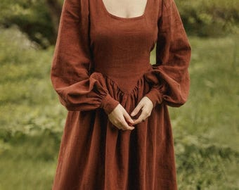 Romantic Maxi Linen Dress, Summer Beach Party Dress For Women, Wedding Guest & Bridesmaid Ready