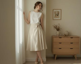 Vintage Linen Maxi Skirt Women, Handmade Long Flowy Skirt, Fall Spring Linen Skirt, Plus Size Custom Skirt