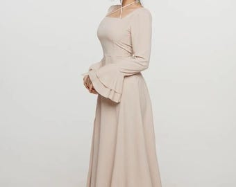 Regency Silk Wrap Maxi Dress, Satin High Slit Gown for Wedding Dress, Bridesmaid or Bridal Ceremony Look