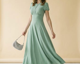 Regency Silk Wrap Maxi Dress, Satin High Slit Gown for Wedding Dress, Bridesmaid or Bridal Ceremony Look