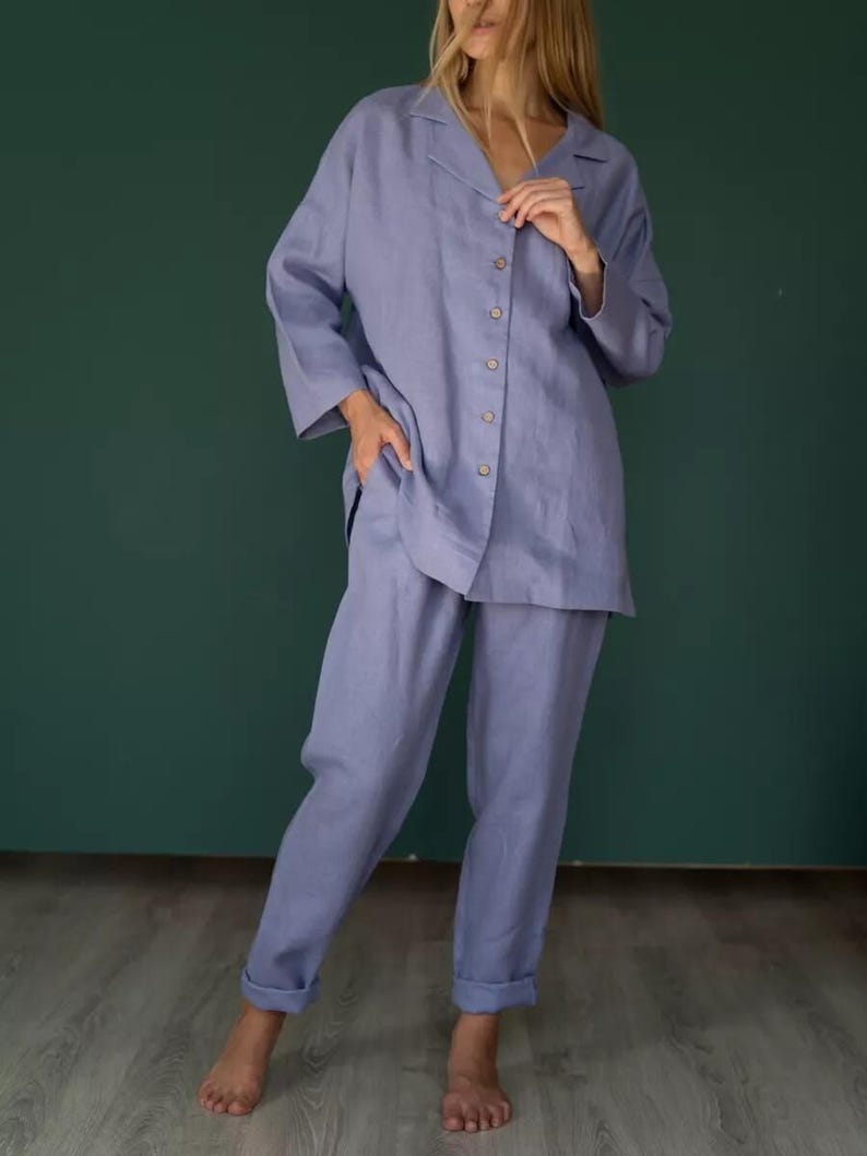 Linen Loungewear Set, Comfortable Linen Sleepwear, Casual Lounge Set, Soft Linen Pajama, Summer Loungewear
