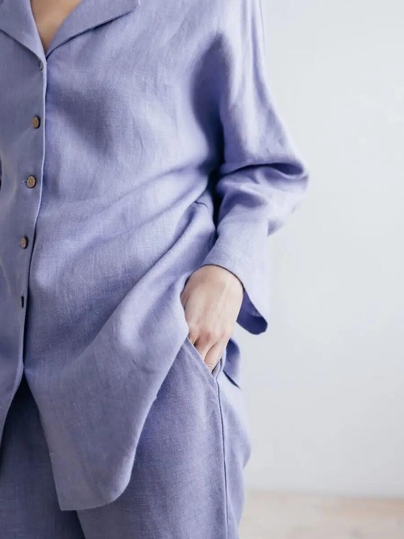 Linen Loungewear Set, Comfortable Linen Sleepwear, Casual Lounge Set, Soft Linen Pajama, Summer Loungewear