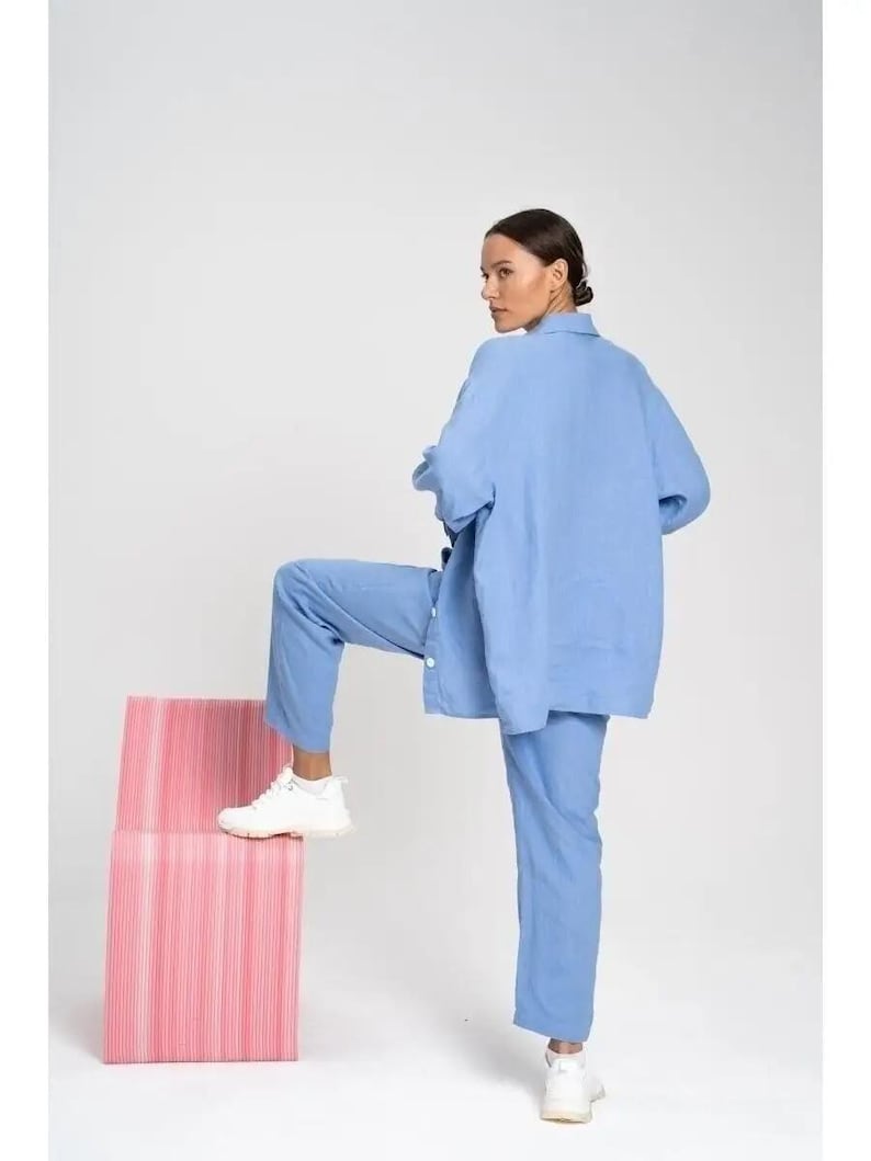 Linen Loungewear Set, Lightweight Linen Loungewear, Comfortable Casual Summer Outfit, Relaxed Fit, Beach Vacation Style