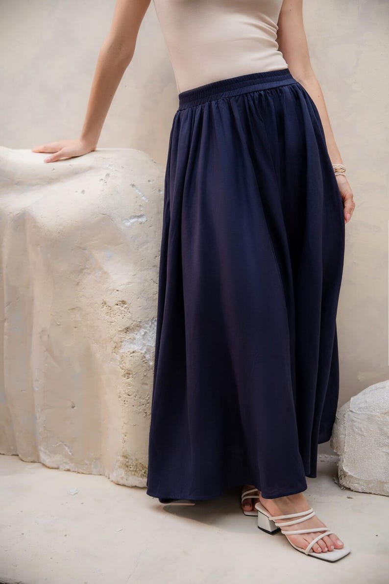 Vintage Linen Maxi Skirt Women, Handmade Long Flowy Skirt, Fall Spring Linen Skirt, Plus Size Custom Skirt