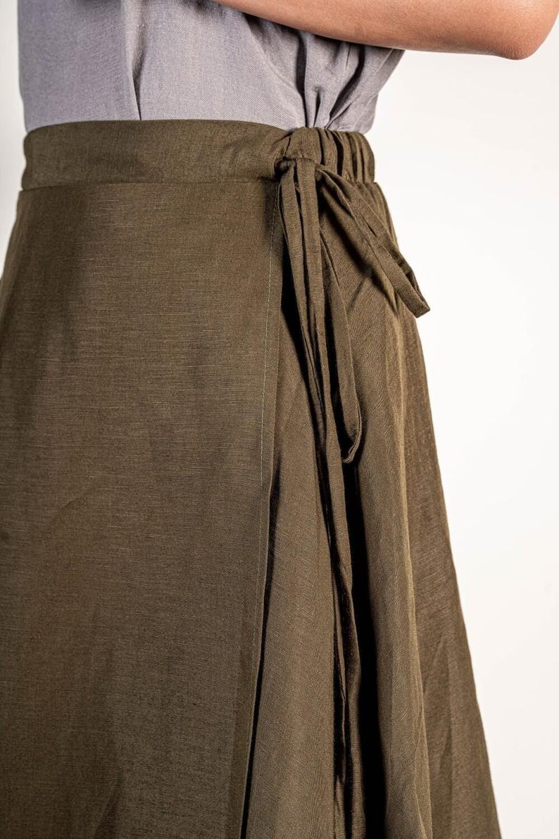 Khaki Linen Skirt, Maxi Skirt, Linen Wrap Skirt, Long Linen Skirt, Spring Skirt, High Waist Skirt, Long Linen Skirt