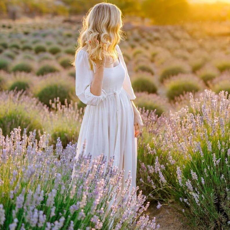 Romantic Maxi Linen Dress, Summer Beach Party Dress For Women, Wedding Guest & Bridesmaid Ready