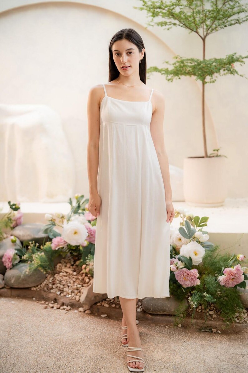 Sleeveless Linen Dress, Linen Sundress, Beach Dress for Women, Long Minimalist Summer Dress, Casual Strap Dress
