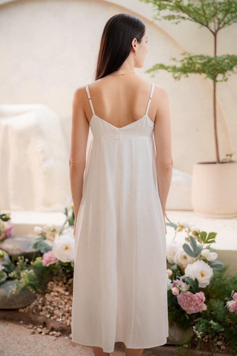 Sleeveless Linen Dress, Linen Sundress, Beach Dress for Women, Long Minimalist Summer Dress, Casual Strap Dress