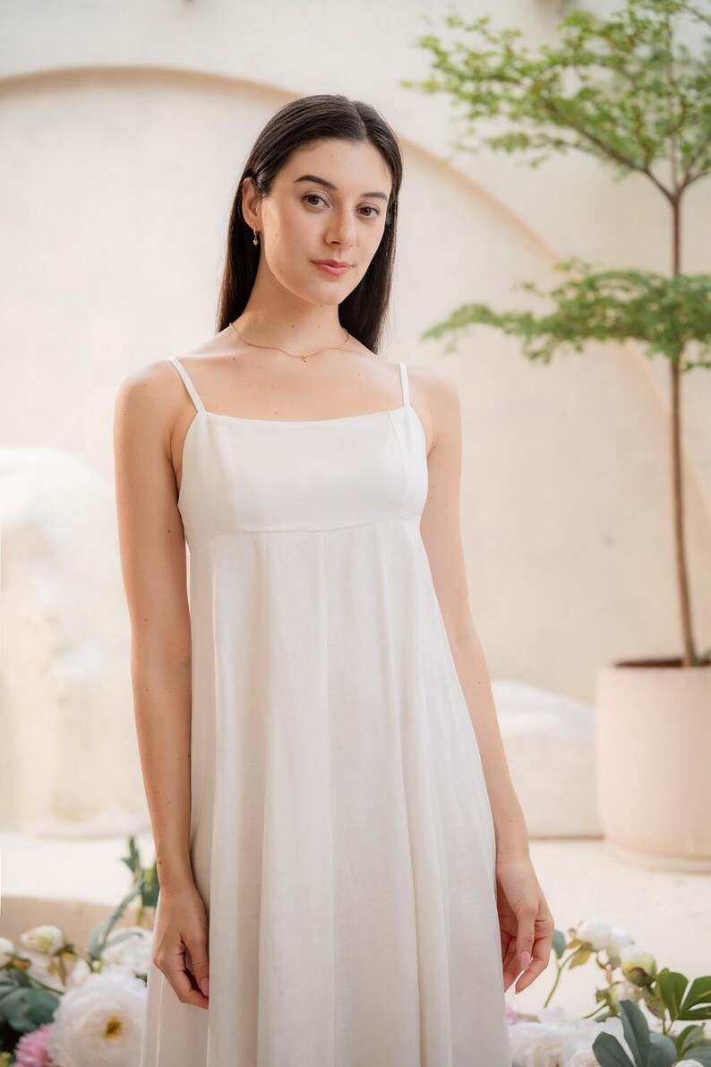 Sleeveless Linen Dress, Linen Sundress, Beach Dress for Women, Long Minimalist Summer Dress, Casual Strap Dress