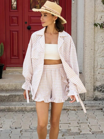 Linen Lounge Set, Loungewear Linen Shirt And Shorts, Relaxed Linen Pajama Set, Casual Vacation Outfit