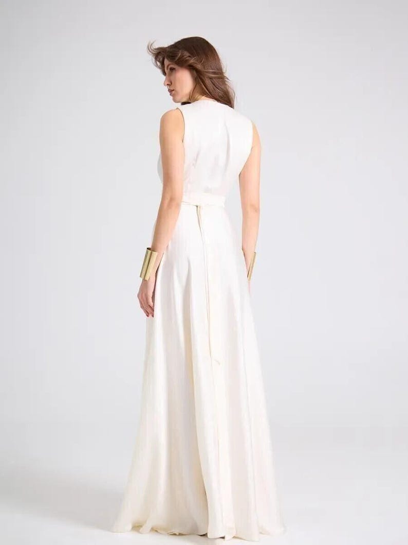 Regency Silk Wrap Maxi Dress, Satin High Slit Gown for Wedding Dress, Bridesmaid or Bridal Ceremony Look