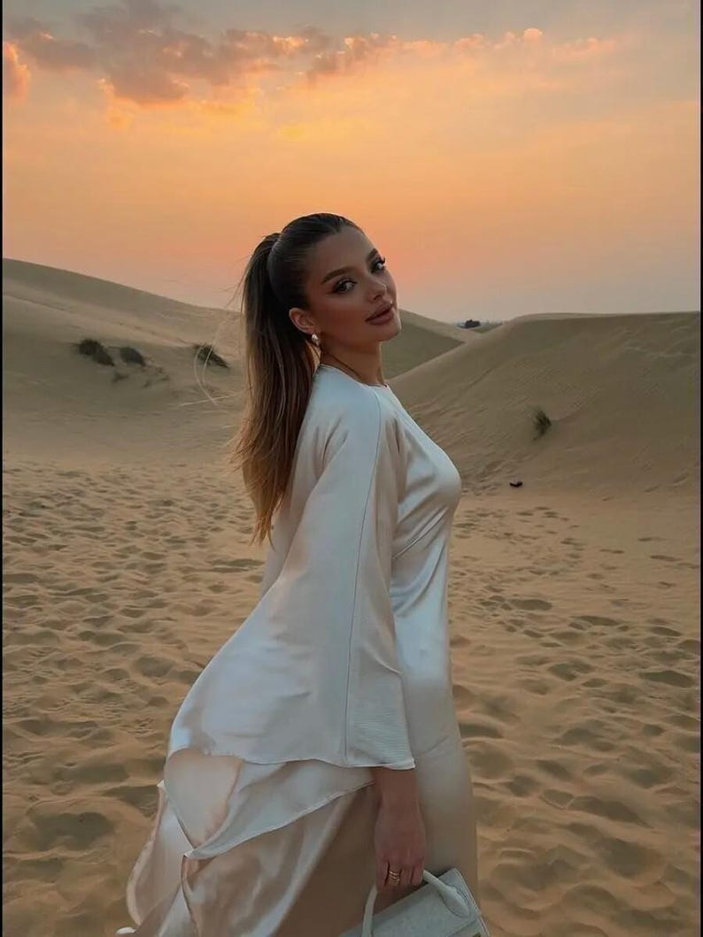 Elegant Silk Cape Sleeve Gown, Maxi Evening Dress, Formal Satin Dress for Weddings and Events